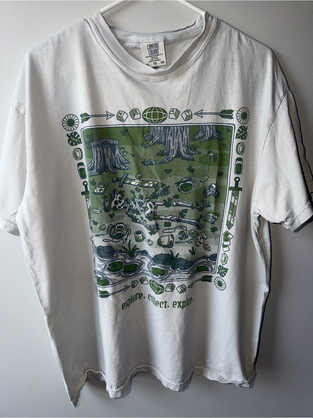 Comfort Colors White Short-Sleeve Tee with Green Nature Graphic